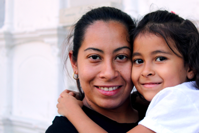 Girl and Mom hugging